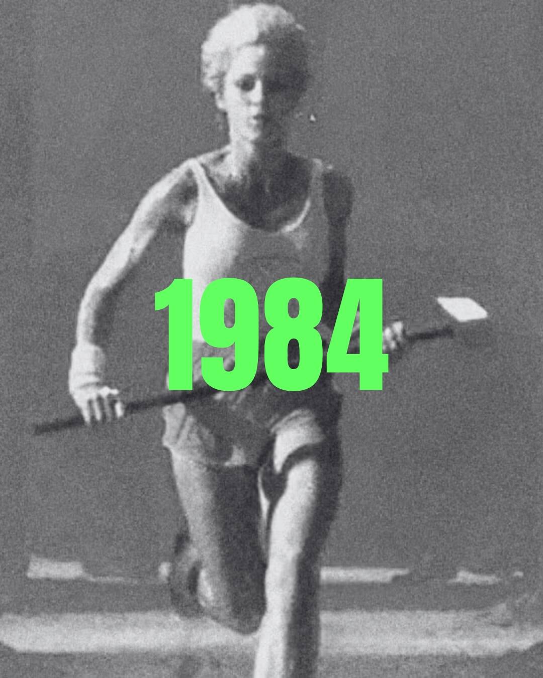 Apple's 1984 Super Bowl ad showing a runner with a sledgehammer.